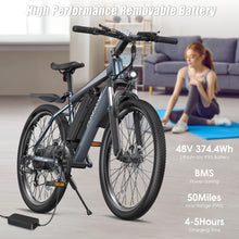 Load image into Gallery viewer, Electric Bike for Adults, Peak 1000W Ebike, 50Miles 21.7MPH Adult Electric Bicycles, 26" Electric Mountain Bike 48V 374.4WH Battery
