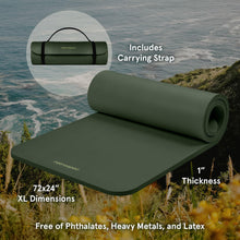 Load image into Gallery viewer, Retrospec Solana Yoga Mat 1" Thick w/Nylon Strap for Men & Women - Non Slip Exercise Mat for Home Yoga, Pilates, Stretching, Floor & Fitness Workouts - Wild Spruce