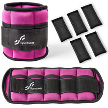 Load image into Gallery viewer, Sportneer Adjustable Ankle Weights Set - 1 Pair (2-10 lbs) Removable Sandbags -Pink