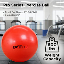 Load image into Gallery viewer, THERABAND Pro Series Exercise Ball, 22" Red Stability Ball for 5'1"–5'6" Users