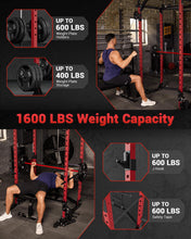 Load image into Gallery viewer, GarveeLife Power Cage, Multi-Functional Power Racks for Home Gym with Cable Crossover System, 1600 LBS Weight Capacity Fitness Squat Rack for Strength Workout with More Training Attachment, Red