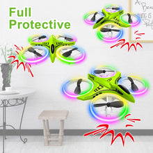 Load image into Gallery viewer, Dwi Dowellin Mini Drone for Kids Crash Proof LED Night Lights One Key Take Off Landing Flips RC Remote Control Small Flying Toys Drones for Beginners Boys and Girls Adults Nano Quadcopter, Green