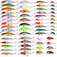 Load image into Gallery viewer, Aorace 56pcs Fishing Lures Large Hard Bait Minnow VIB Lure with Treble Hook Life-Like Swimbait Fishing Bait Popper Crankbait Vibe Sinking Lure for Bass Trout Walleye Redfish