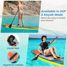 Load image into Gallery viewer, GYMAX Paddle Board, Inflatable SUP with Kayak Seat, Camera Mount, Direction Fin Paddle & Carry Backpack, Extra Wide Below Up Stand Up Paddle Boards for Adults & Youth Floating Fishing Water Exploring
