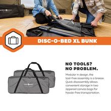 Load image into Gallery viewer, Disc-O-Bed XL Outdoor Modular 2 Person Double Camping Cot Portable Bed with 2 Height Options for Adults, Sleep Solution for Tents, Grey