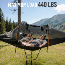 Load image into Gallery viewer, Night Cat Triangle Hammocks 2-Persons: Lay Flat 3 Point Hammock Tent with Bug Net Rainfly 13ft 440 LBS