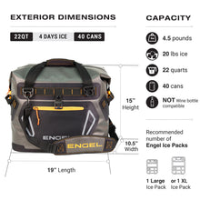 Load image into Gallery viewer, Engel HD20 High Performance Soft-Sided Cooler Tote Bag, Dark Gray & Orange