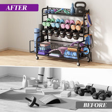 Load image into Gallery viewer, XXL-Dumbbell Rack Weight Rack for Dumbbells, VOPEAK Home Gym with Wheels