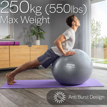 Load image into Gallery viewer, Core Balance Exercise Ball for Workouts, Anti-Burst and Slip Resistant, Swiss Yoga Ball (33" / 85cm Grey)
