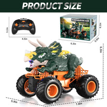 Load image into Gallery viewer, Remote Control Dinosaur Truck Toys for Kids Boys 3-5 4-7, 2.4GHz RC Dino Car Toys with Light, Sound & Spray