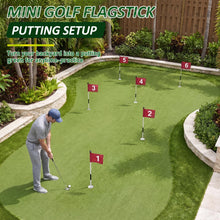 Load image into Gallery viewer, 6 Pack Golf Flagstick & Hole Cup Set, 3ft Mini Putting Green Pin Flag