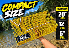 Load image into Gallery viewer, OceanBuilt Bull Minnow & Baitfish Trap – Small 20" x 12" x 6" Live Bait Trap – 0.5" Mesh PVC Coated Wire Trap with Dual Throats – Heavy Duty Saltwater Bait Fish Trap