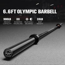 Load image into Gallery viewer, RitFit Elite 6.6ft Olympic Barbell, Robust 33lb Barbell for Weightlifting and Powerlifting, Superior Olympic Bar with Exceptional 900lbs Load Capacity, Weight Bar for 2” Standard Plates Black
