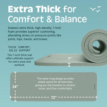 Load image into Gallery viewer, Retrospec Solana Yoga Mat 1" Thick w/Nylon Strap for Men & Women - Non Slip Exercise Mat for Home Yoga, Pilates, Stretching, Floor & Fitness Workouts - Sage