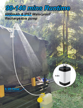 Load image into Gallery viewer, innhom Portable Camping Shower, 6000mAh Rechargeable Camp Shower Pump with LED Display, IPX7 Waterproof & 2 Spray Modes Electric Outdoor Shower for Hiking, Travel, Pet Bathing and Car Washing, White