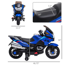 Load image into Gallery viewer, 12V Kids Electric Motorcycle with Training Wheels, Battery Power Ride on Motorbike, Blue