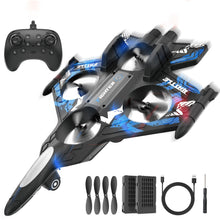 Load image into Gallery viewer, 360° Flip Fighter Jet Toy with Colorful LED Navigation Lights Blue, Toys for ages 8-13