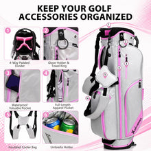 Load image into Gallery viewer, XDriveMax Women's Complete Golf Clubs Set (11-Piece Package), Right Handed, Lightweight Graphite Shafts, 460cc Driver, 3 Wood, Hybrid, 5-9 Iron+PW+SW, Putter, Stand Bag - Silver & Pink