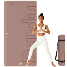 Load image into Gallery viewer, PAIDU Large Yoga Mat, 72" x 36" x 2/5"(10MM) Thick Non-Slip Exercise Mat, SGS-Certified POE Material, Ideal for Home Gym, Yoga, Pilates, Fitness Workouts & Floor Mat (Brown - LOGO)