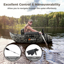 Load image into Gallery viewer, Goplus Inflatable Float Tube, Fishing Belly Boat w/Paddle, Flippers, Fish Ruler, Pump, Storage Bag, Adjustable Straps, 350LBS Load Capacity (Camouflage, W/Rod Holder)