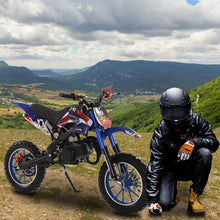 Load image into Gallery viewer, Mini Kids Dirt Bike, Pocket Rocket Mini Motorbike with Suspensions, Off-Road Mini Motorcycle Pit Bike, Disc Brakes, Blue