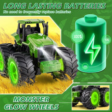 Load image into Gallery viewer, Remote Control Tractor Toys, Light Up Farm Monster Trucks Toy, 2.4 Ghz RC Tractor Toys