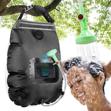 Load image into Gallery viewer, KIPIDA Solar Shower Bag,5 gallons/20L Solar Heating Camping Shower Bag with Removable Hose and On-Off Switchable Shower Head for Camping Beach Swimming Outdoor Traveling Hiking (Black)