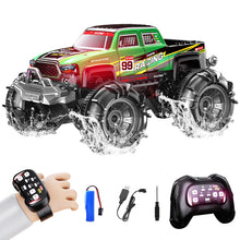 Load image into Gallery viewer, Remote Control Amphibious Monster Truck, 2.4GHz Dual Control with Watch & Controller, 360° Rotating RC Car (Green)