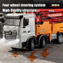 Load image into Gallery viewer, 18.9 Inches 11 Channel Remote Control Cement Pump Truck 1/18 Scale 2-Batteries 2.4Ghz RC Concrete Construction Vehicle (Grey 8-Wheels)