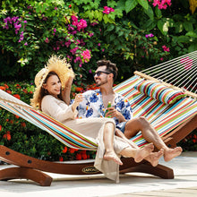 Load image into Gallery viewer, Lazy Daze Sunbrella Fabric Hammock with 13FT Arc Wood Hammock Stand