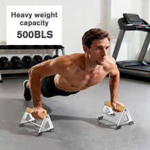 Load image into Gallery viewer, Push Up Stand, Wood Pushup Handles for Strength Training, Heavy-duty Stainless Steel Push Up Bars Gym Exercise Equipment, Hold Up to 500lbs, 1 Pair White