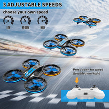 Load image into Gallery viewer, Drones - RC Drone with Auto Hovering and Headless Mode, Quadcopter with LED Light, Propeller Full Protect, 3D Flips, 3 Batteries, Remote Control, Best Gifts