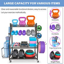 Load image into Gallery viewer, NBTORCH Weight Rack for Dumbbells, All in One Workout Equipment Storage with Caster Wheels