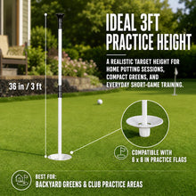 Load image into Gallery viewer, GEAVOUED 3FT Golf Flagstick for Backyard Practice Putting Green, Detachable Flag Pole with Ball Retrieval Base, Ideal for Golf Cup, Driving Range & Country Club (3FT-WHITE-1PACK)