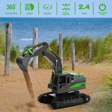 Load image into Gallery viewer, Remote Control Excavator Toys for Boys 4-7 Yrs Old - Best Birthday for Kids 3 5 8 9 10+, Metal Shovel Construction Vehicles
