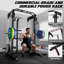 Load image into Gallery viewer, JELENS C21 Power Cage, 2000LBS Multi-Function Power Rack with Independent Dual Pulley System, All-in-One Squat Rack for Cable Crossover, Home Gym Workout Machine (Black, Bundle Set)