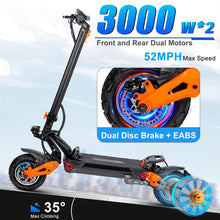 Load image into Gallery viewer, Electric Scooter for Adults - 6000W Dual Motor Offroad Electric Scooter Up to 52MPH, Range to 60+ Miles, 11 inch Tubeless Tires