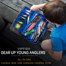 Load image into Gallery viewer, Vipfish Fishing Tackle Box with Tackle Included Lures, 3-Layer Tackle Kit