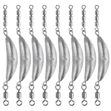 Load image into Gallery viewer, THKFISH Fishing Spin Sinker,Crescent Sinker with 3 Roller Swivels Fishing Sinker Drop Shot Weights Fishing Weights Kit Inline Trolling Sinkers,Torpedo Sinkers Saltwater Freshwater,1/2-6OZ