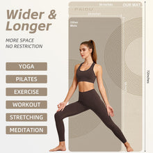 Load image into Gallery viewer, PAIDU Large Yoga Mat, 72" x 36" x 2/5"(10MM) Thick Non-Slip Exercise Mat, SGS-Certified POE Material, Ideal for Home Gym, Yoga, Pilates, Fitness Workouts & Floor Mat (Beige - Double C)