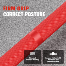 Load image into Gallery viewer, RitFit Elite 7ft Olympic Barbell, Robust 45lb Barbell for Weightlifting and Powerlifting, Superior Olympic Bar with Exceptional 500lbs Load Capacity, Weight Bar for 2” Standard Plates Sliver/Red