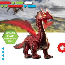 Load image into Gallery viewer, RC Dragon Smoke, Large Dinosaur Toy w/Actual Smoke Breath, Wing-Flapping, Roaring, Light-Up, Realistic Sound,