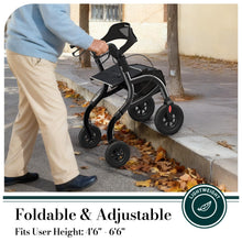 Load image into Gallery viewer, HolyHeal Walkers for Seniors, Rollator Walker with Seat and Backrest, 10" Big Wheels All Terrain, Rolling Walker Foldable Supports 350lb, Lightweight & Height Adjustable, Cane & Cup Holder, Black