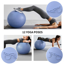 Load image into Gallery viewer, FITMIND Extra Thick Yoga Ball with Training Instruction, Anti-Burst Slip Resistant Exercise Ball -Blue