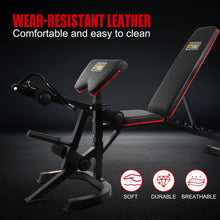 Load image into Gallery viewer, Fitvids Adjustable Weight Bench for Home Gym, 6-Position Utility Workout Bench with Leg Extension and Curl Machine, Preacher Pad, V-Handle, Weight Plate Holder, Heavy Duty Frame for Full Body Exercise