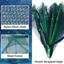 Load image into Gallery viewer, 3 Pcs Foldable Fishing Net Accessories for Crab Crayfish Shrimp:Fishing Landing Net with Telescoping Pole Handle, Collapsible Crab Trap Hexagon and 2 Ropes