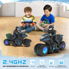 Load image into Gallery viewer, RC Motorcycle, Remote Control Motorcycle with RGB Wheels Lights - 360-degree Rotations, Drifts, High-Speed