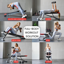 Load image into Gallery viewer, FF Finer Form Multi-Functional Weight Bench for Full All-in-One Body Workout – Adjustable Workout Bench Press for Home Gym, Fitness equipment for Back HyperExtension, Roman Chair Exercise, Sit up