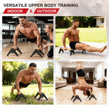 Load image into Gallery viewer, Mochantum Parallettes Bars - Wooden Push Up Bars with Non-Slip Heavy-Duty Stainless Steel Base, 660LB Capacity, Portable Calisthenics Equipment for Calisthenics, Handstand ,Strength Training & Home Gym Workouts, Black, 12.7 inch
