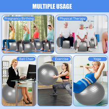 Load image into Gallery viewer, Leyndo 4 Pcs 26 Inch Yoga Exercise Ball Pilates Pregnancy Birthing Fitness Ball -(Gray)